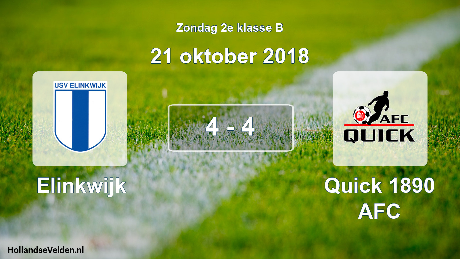 Total number of matches played: Elinkwijk - Quick 1890 AFC 4 - 4 (21 October 2018)
