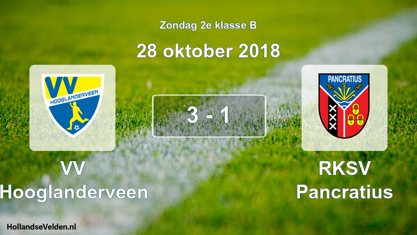 Total number of matches played: VV Hooglanderveen - RKSV Pancratius 3 - 1 (28 October 2018)