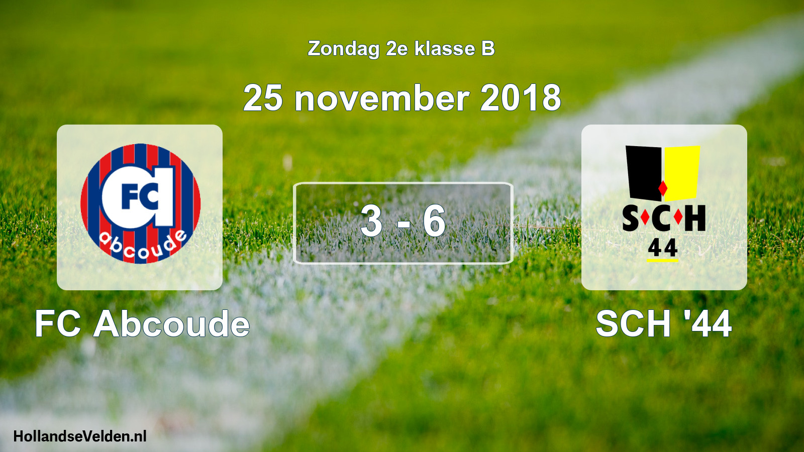 Total number of matches played: FC Abcoude - SCH '44 3 - 6 (25 November 2018)