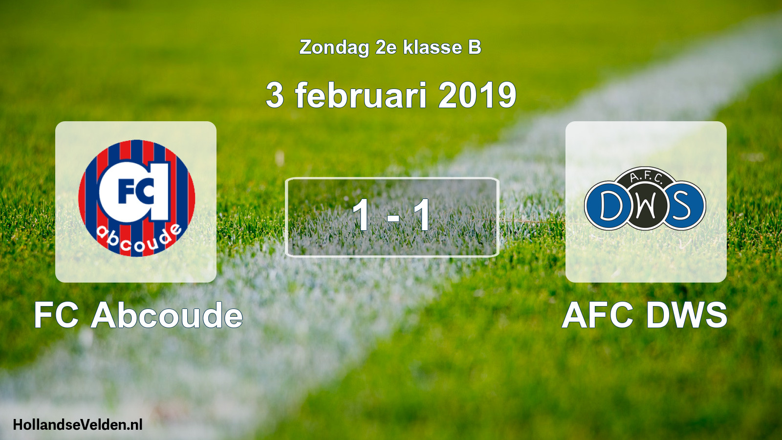 Total number of matches played: FC Abcoude - AFC DWS 1 - 1 (3 February 2019)