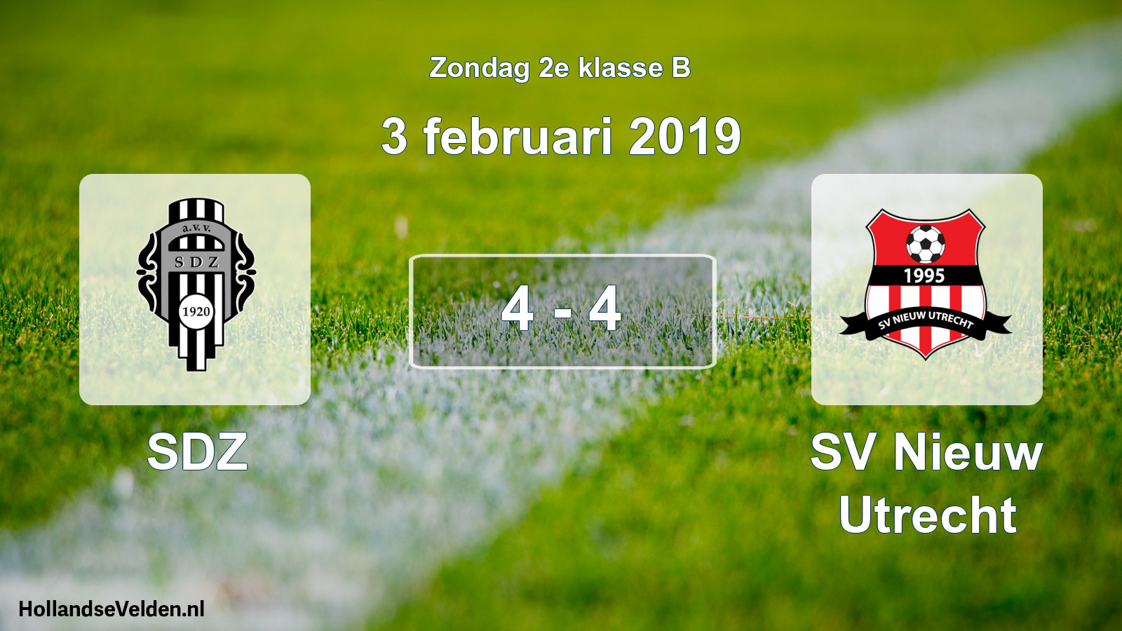 Total number of matches played: SDZ - SV Nieuw Utrecht 4 - 4 (3 February 2019)