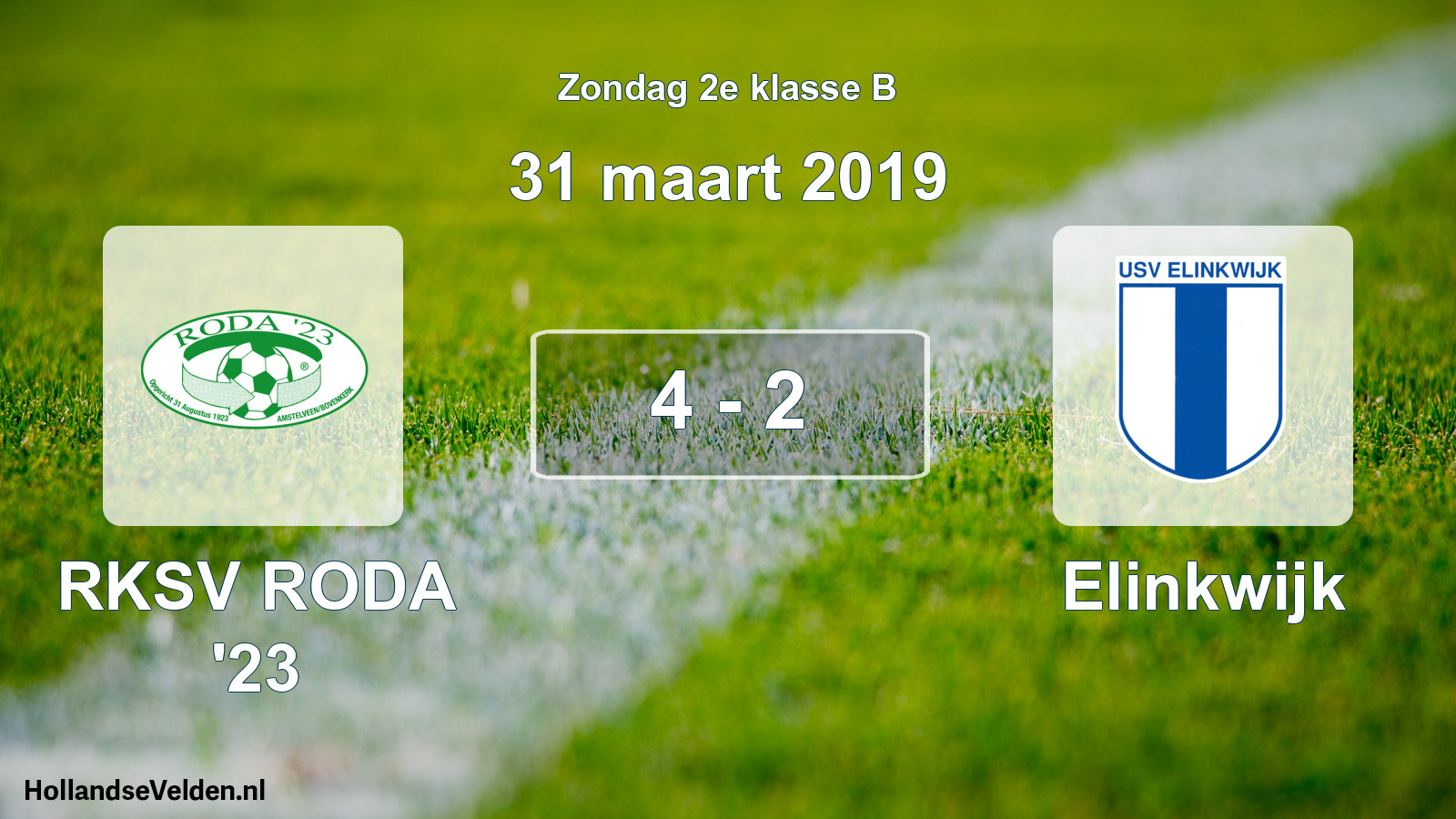 Total number of matches played: RKSV RODA '23 - Elinkwijk 4 - 2 (31 March 2019)