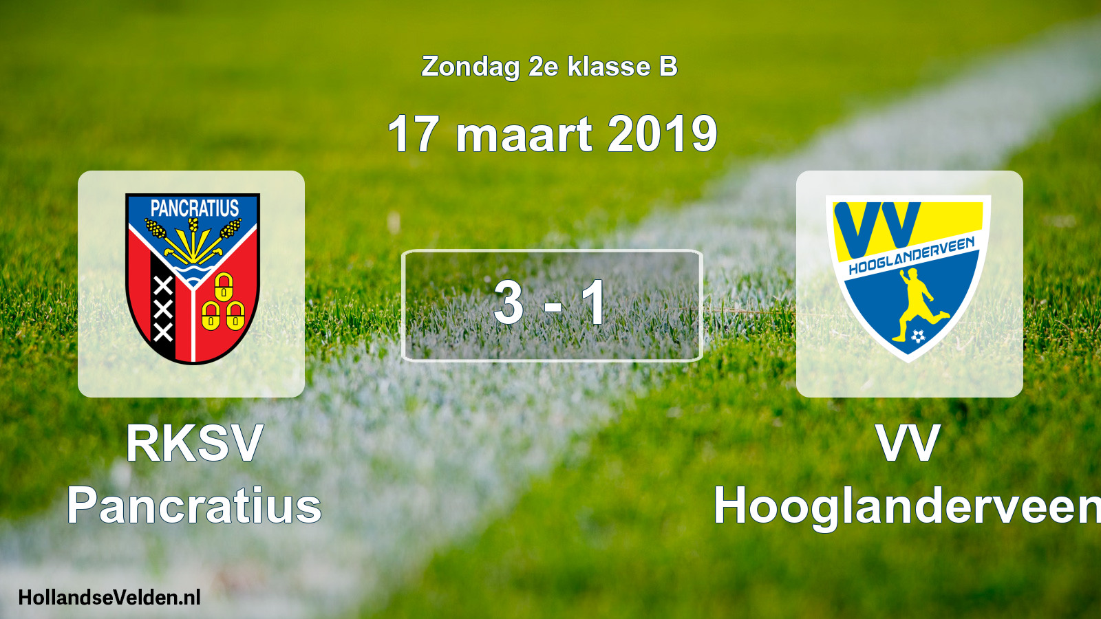 Total number of matches played: RKSV Pancratius - VV Hooglanderveen 3 - 1 (17 March 2019)