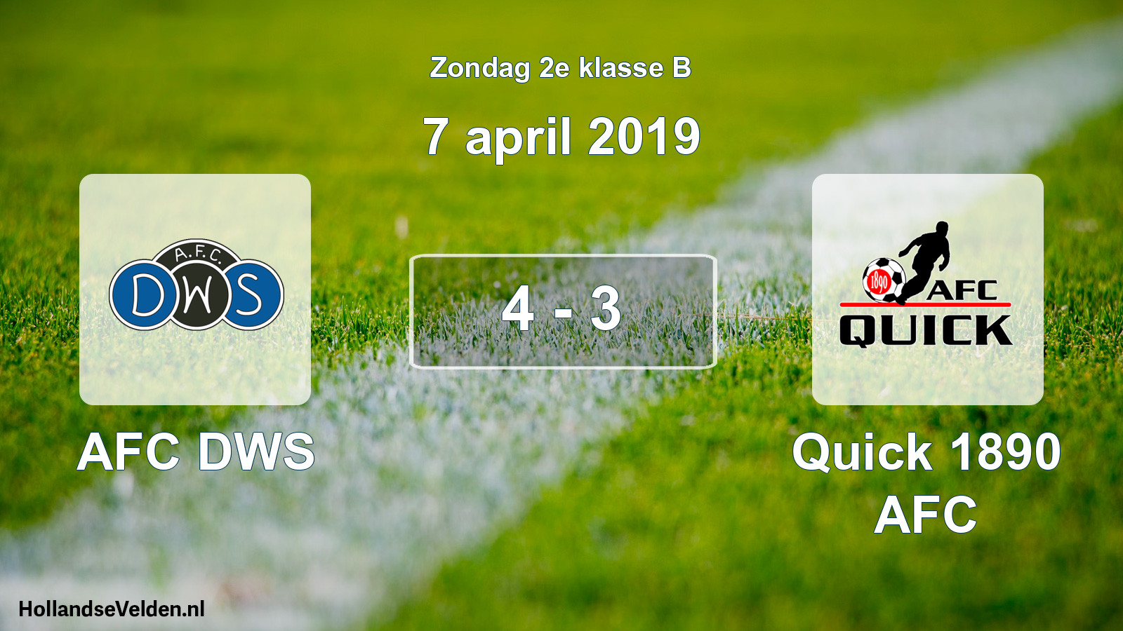 Total number of matches played: AFC DWS - Quick 1890 AFC 4 - 3 (7 April 2019)