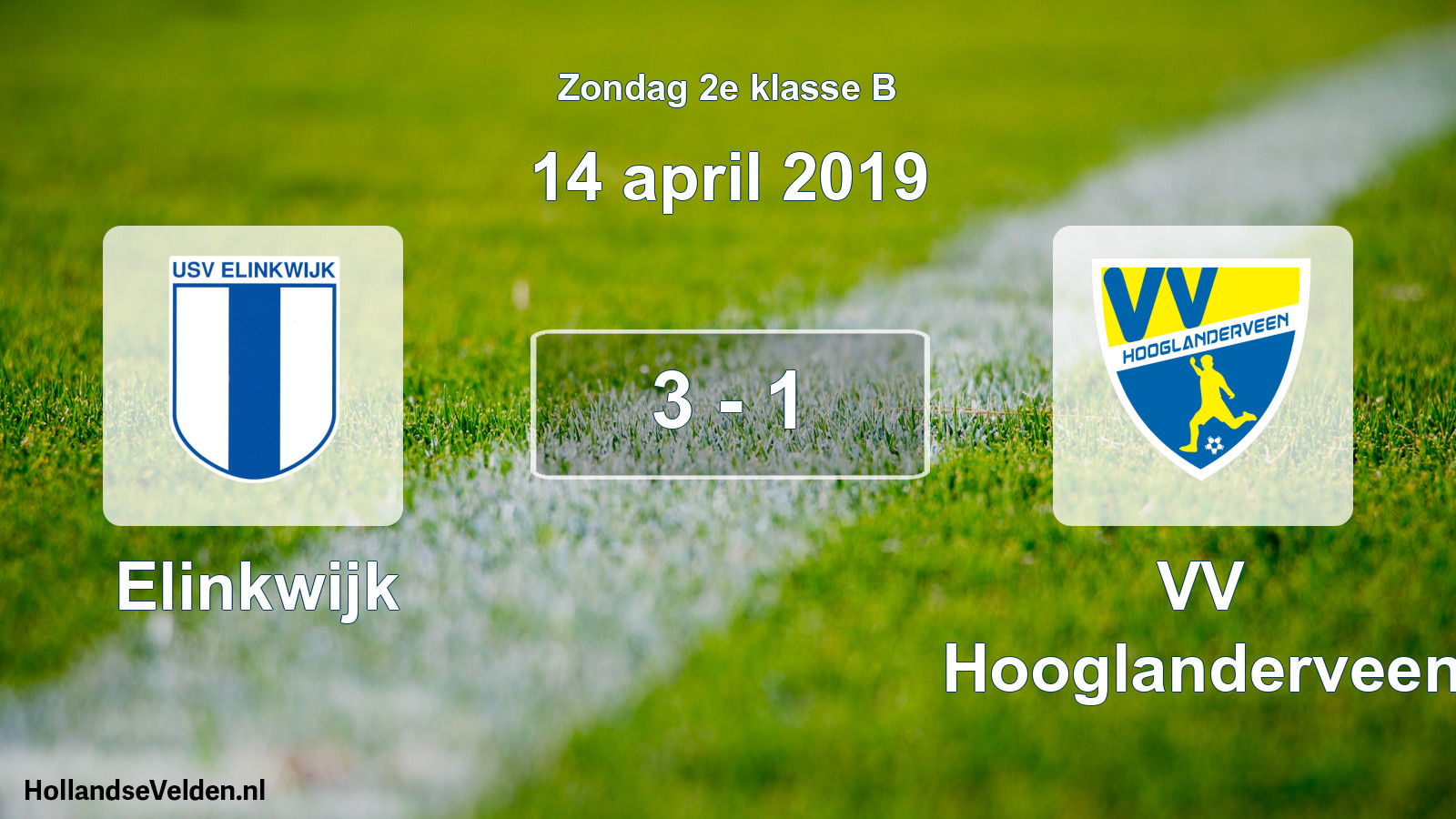 Total number of matches played: Elinkwijk - VV Hooglanderveen 3 - 1 (14 April 2019)