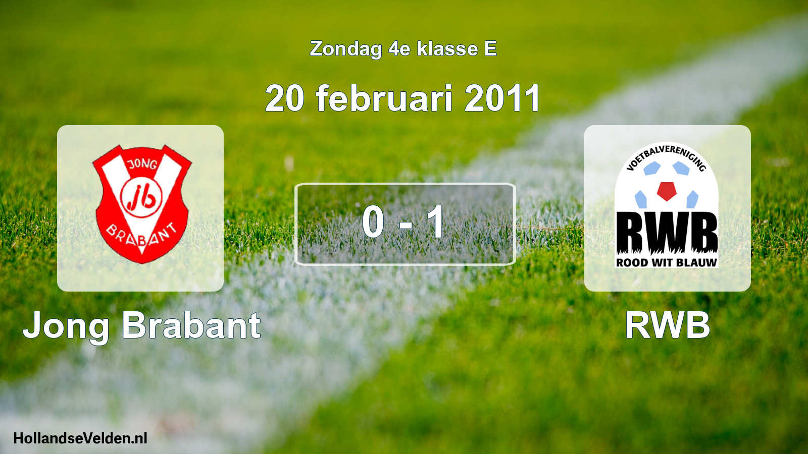 Total number of matches played: Jong Brabant - RWB 0 - 1 (20 February 2011)
