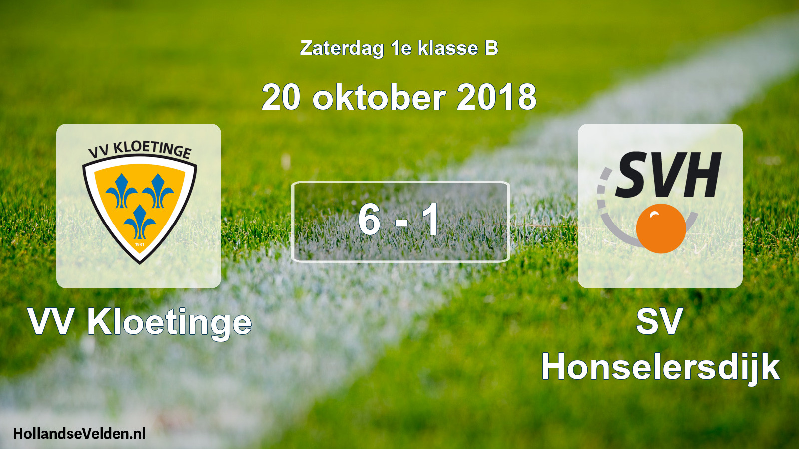 Total number of matches played: VV Kloetinge - SV Honselersdijk 6 - 1 (20 October 2018)