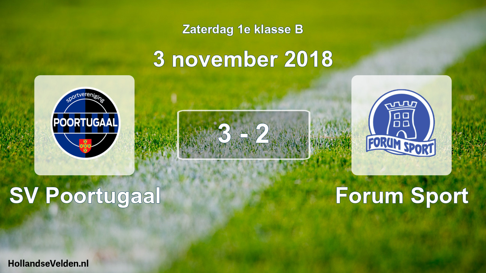 Total number of matches played: SV Poortugaal - Forum Sport 3 - 2 (3 November 2018)