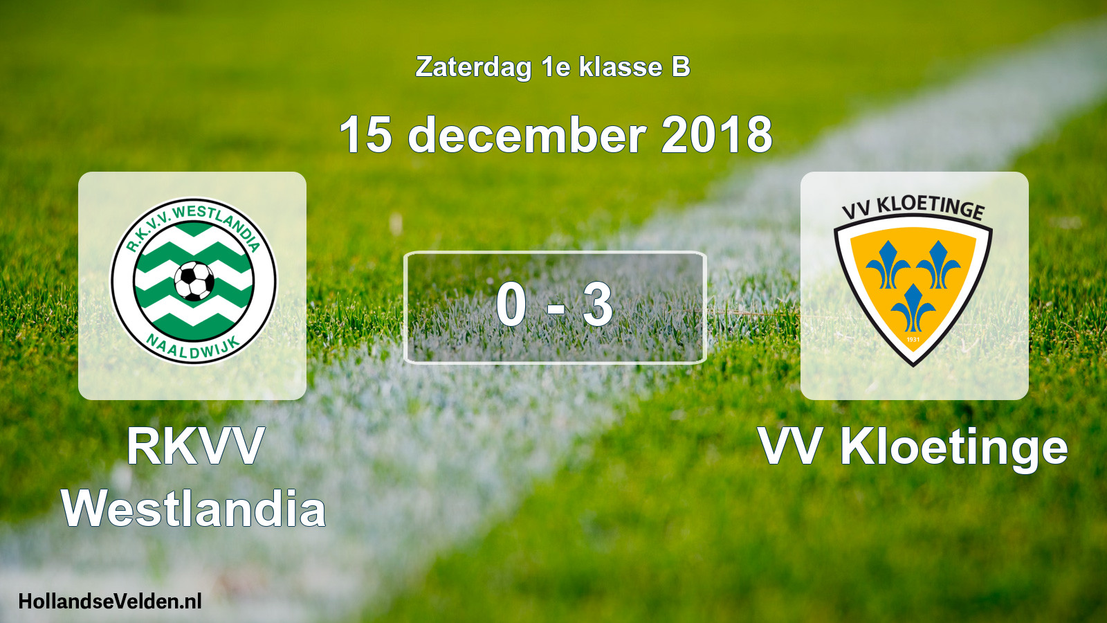 Total number of matches played: RKVV Westlandia - VV Kloetinge 0 - 3 (15 December 2018)