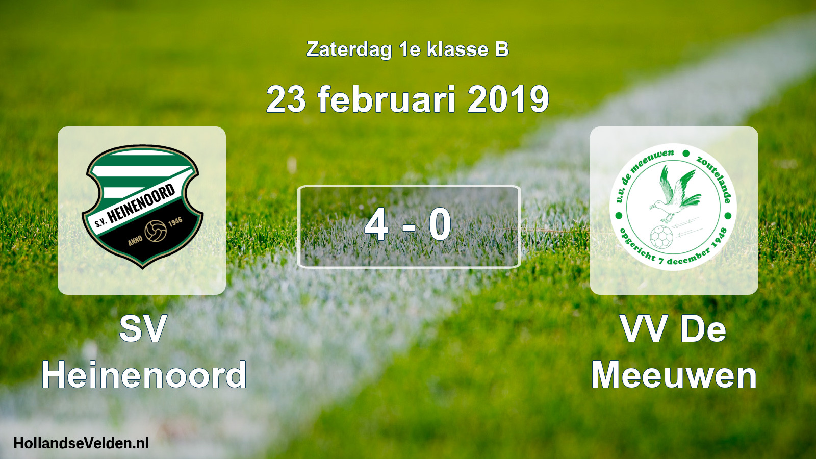 Total number of matches played: SV Heinenoord - VV De Meeuwen 4 - 0 (23 February 2019)