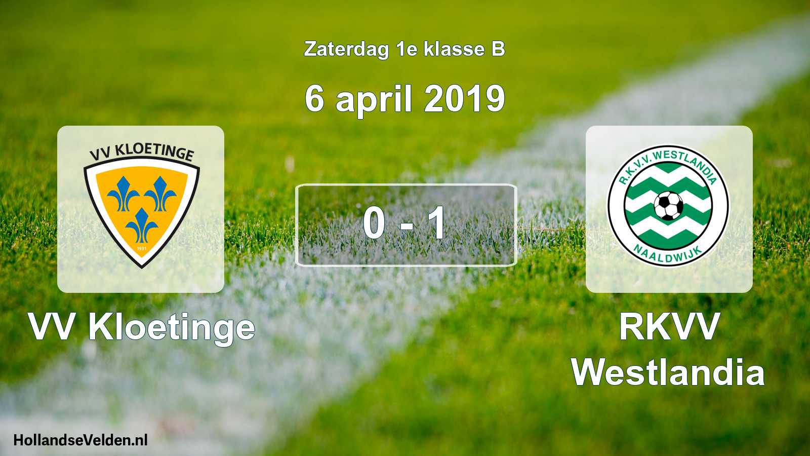Total number of matches played: VV Kloetinge - RKVV Westlandia 0 - 1 (6 April 2019)