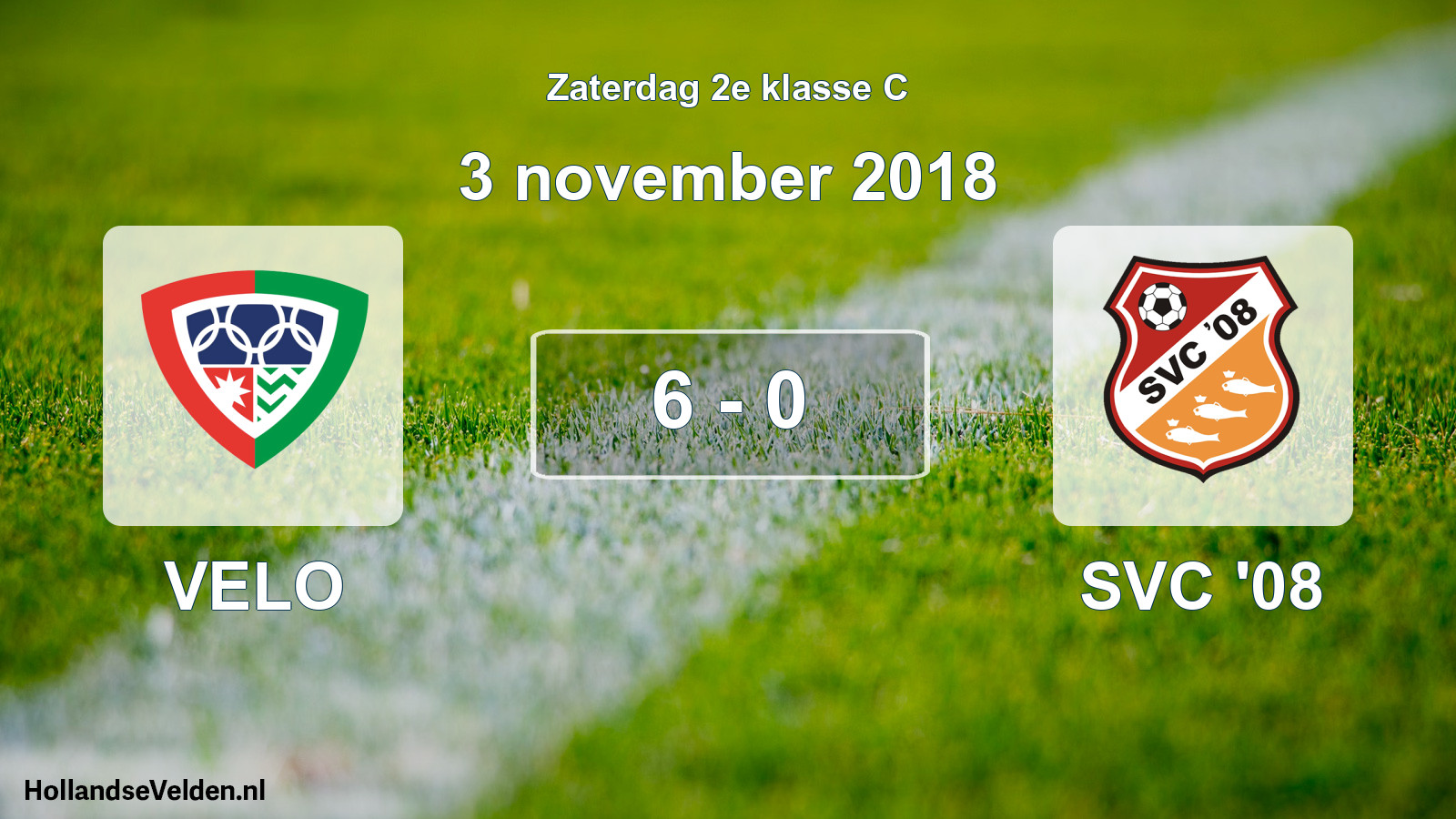 Total number of matches played: VELO - SVC '08 6 - 0 (3 November 2018)