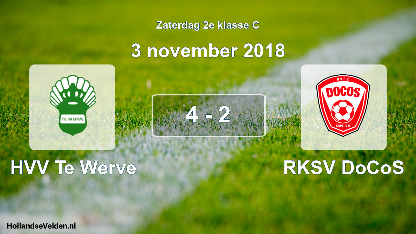 Total number of matches played: HVV Te Werve - RKSV DoCoS 4 - 2 (3 November 2018)