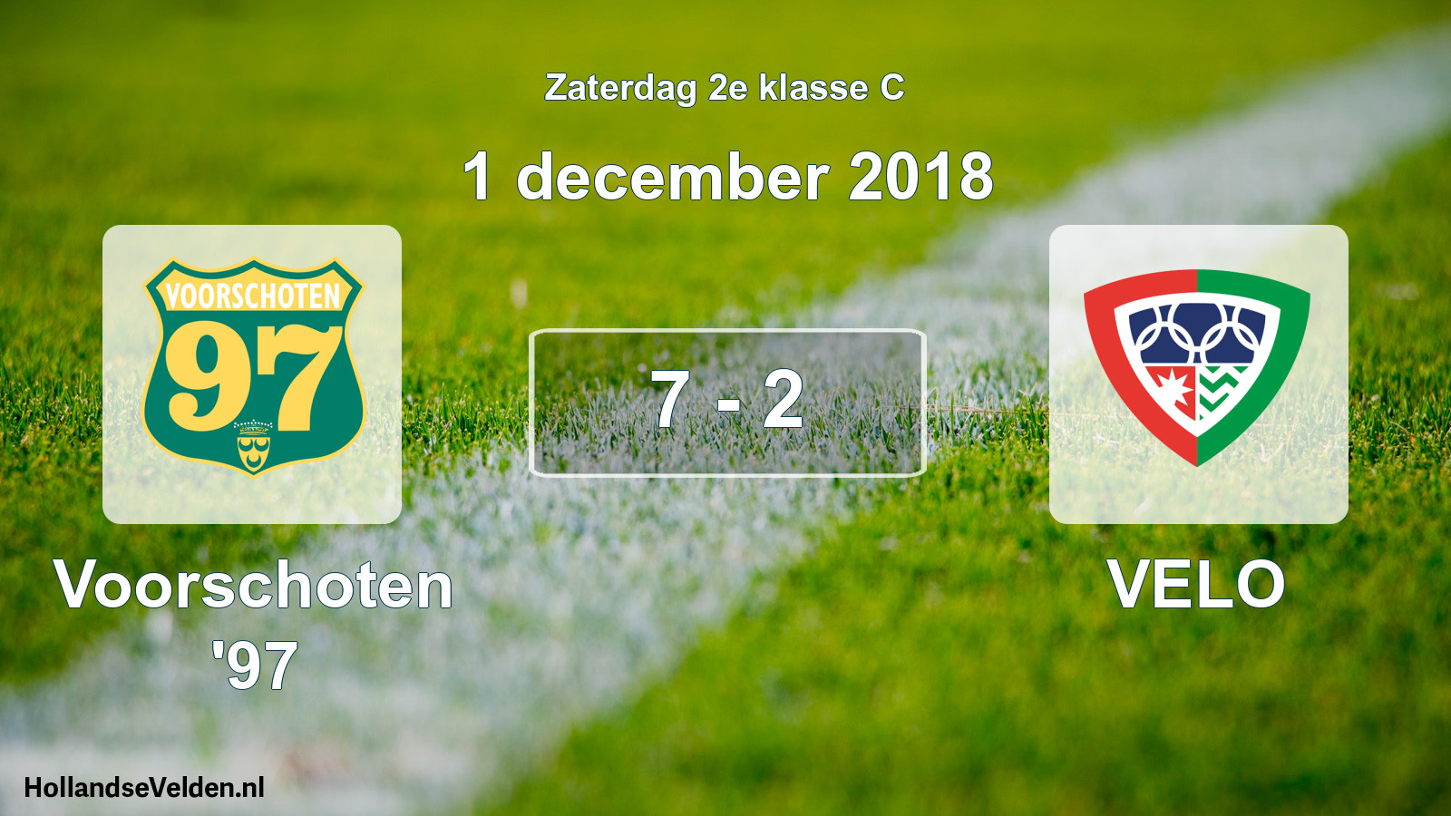 Total number of matches played: Voorschoten '97 - VELO 7 - 2 (1 December 2018)
