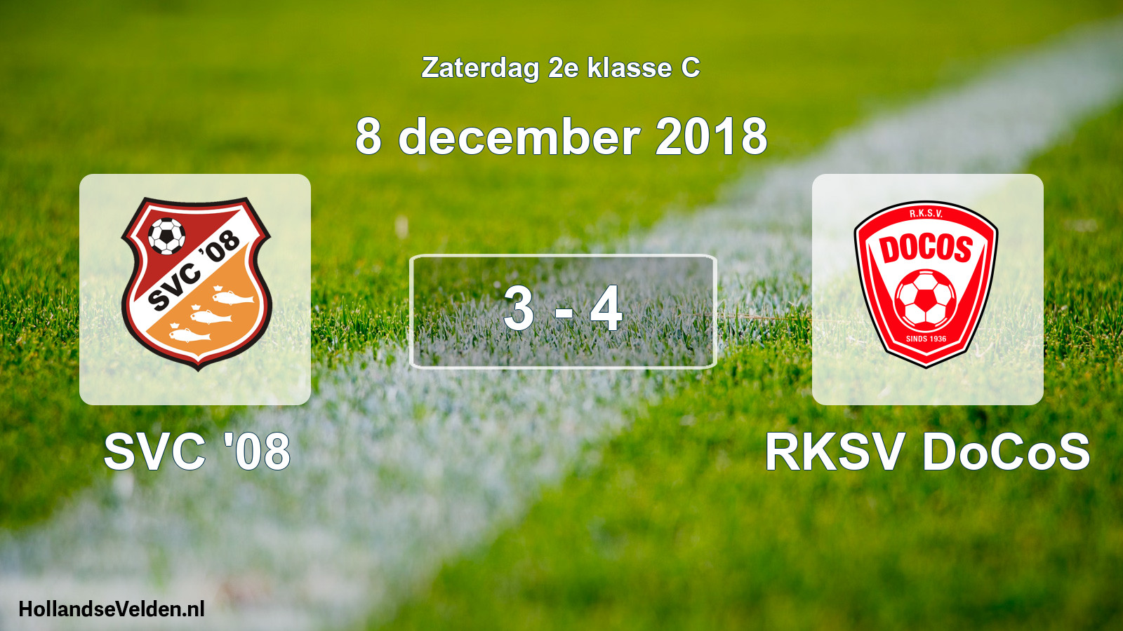 Total number of matches played: SVC '08 - RKSV DoCoS 3 - 4 (8 December 2018)
