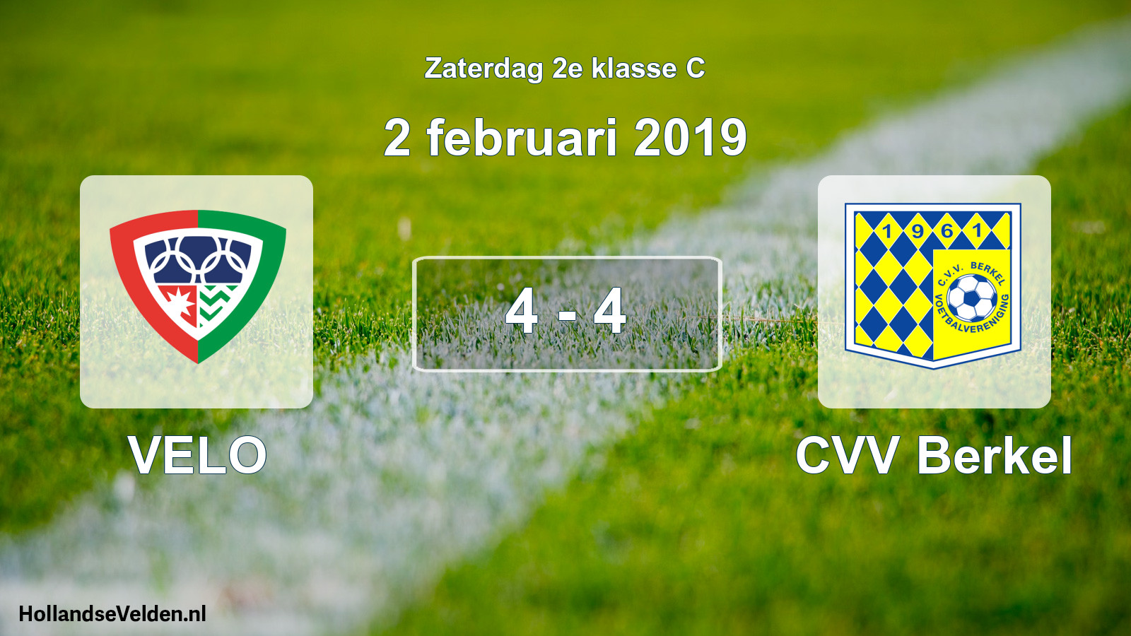Total number of matches played: VELO - CVV Berkel 4 - 4 (2 February 2019)