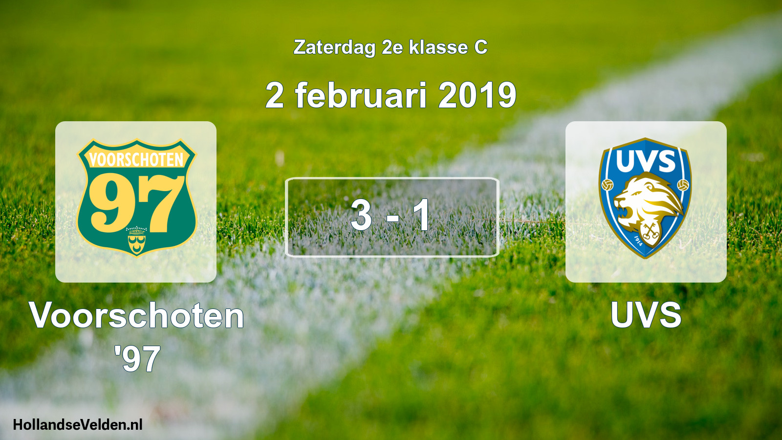 Total number of matches played: Voorschoten '97 - UVS 3 - 1 (2 February 2019)