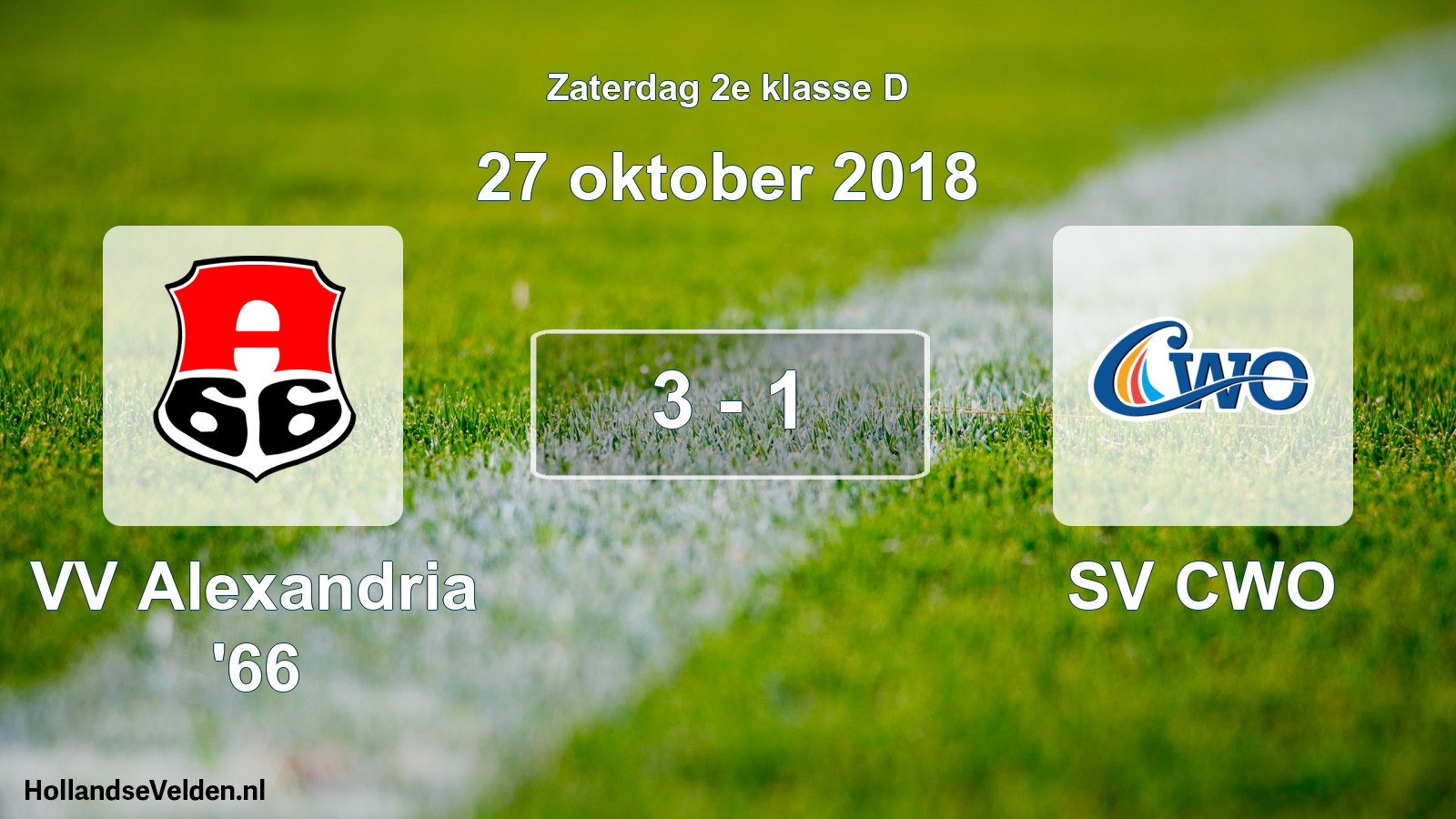Total number of matches played: VV Alexandria '66 - SV CWO 3 - 1 (27 October 2018)