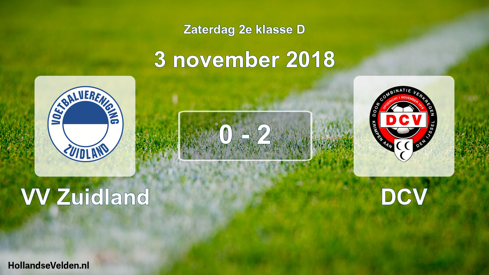 Total number of matches played: VV Zuidland - DCV 0 - 2 (3 November 2018)