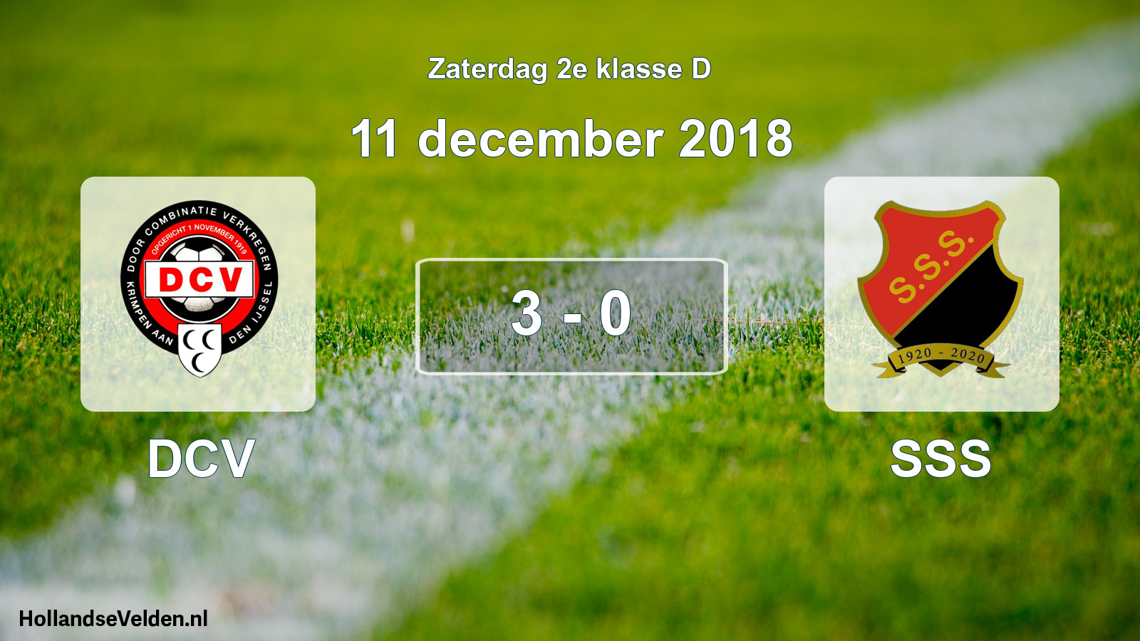 Total number of matches played: DCV - SSS 3 - 0 (11 December 2018)