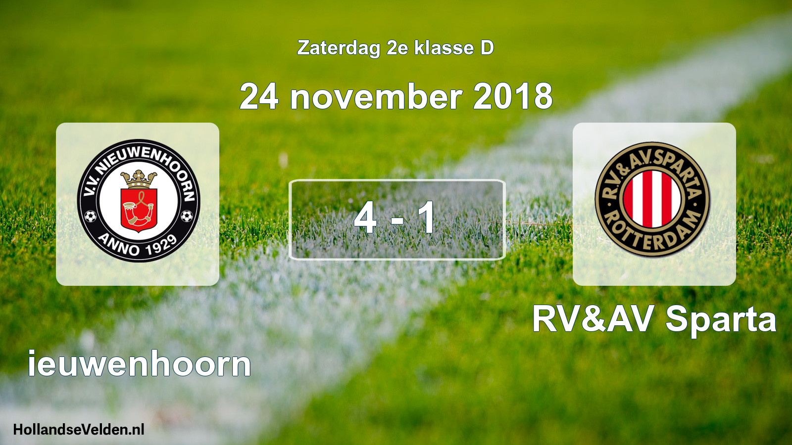 Total number of matches played: Nieuwenhoorn - RV&AV Sparta 4 - 1 (24 November 2018)