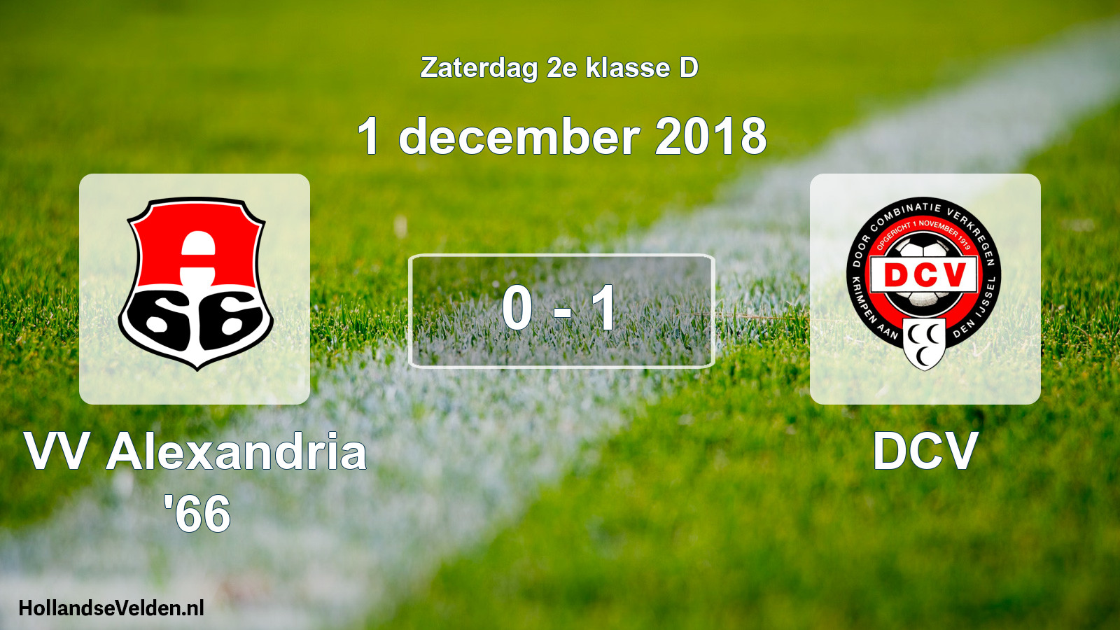 Total number of matches played: VV Alexandria '66 - DCV 0 - 1 (1 December 2018)