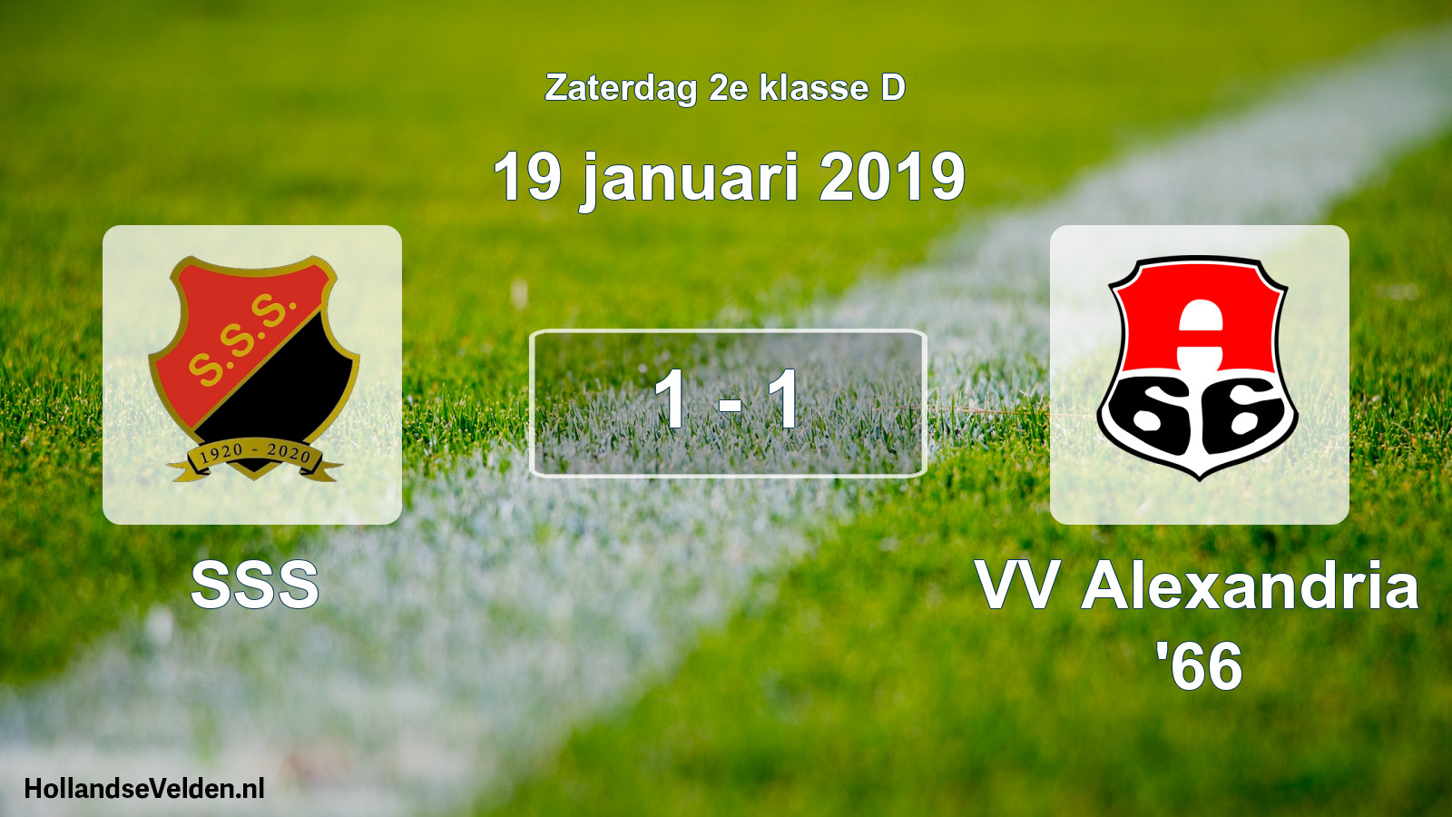 Total number of matches played: SSS - VV Alexandria '66 1 - 1 (19 January 2019)