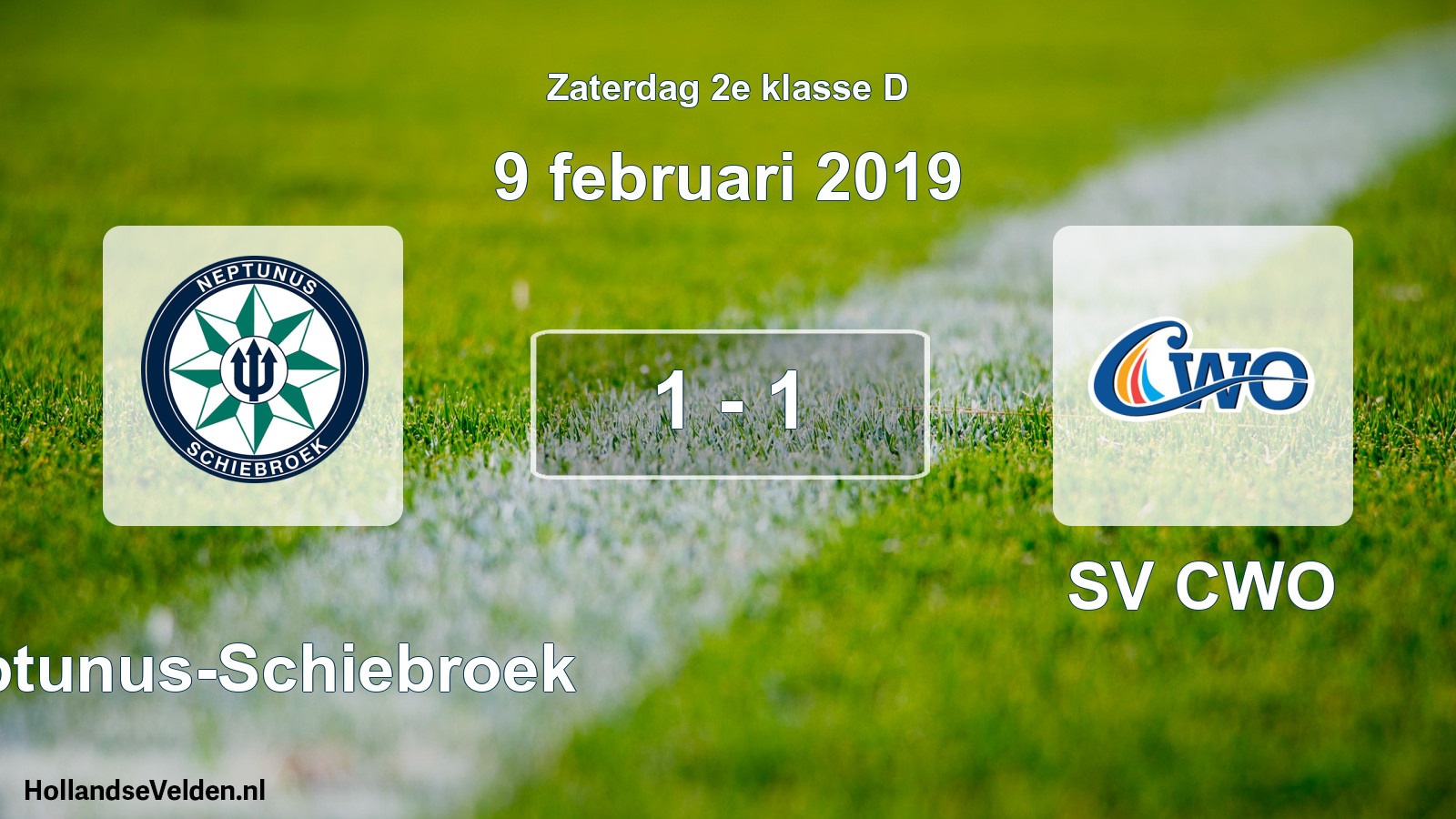 Total number of matches played: Neptunus-Schiebroek - SV CWO 1 - 1 (9 February 2019)