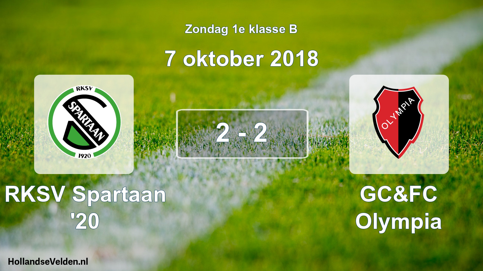 Total number of matches played: RKSV Spartaan '20 - GC&FC Olympia 2 - 2 (7 October 2018)