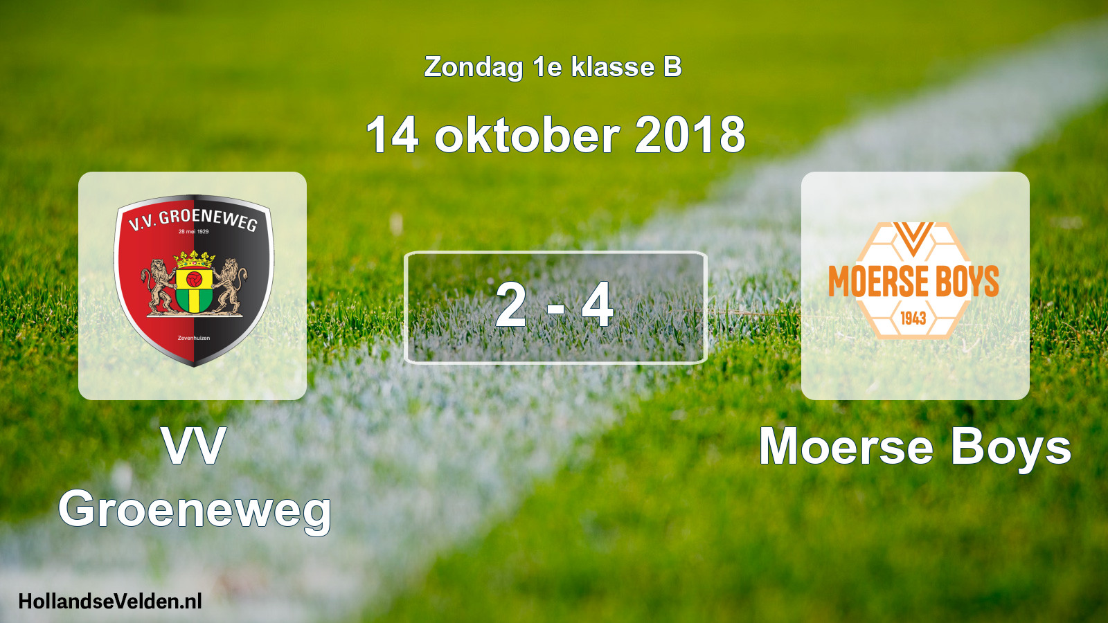 Total number of matches played: VV Groeneweg - Moerse Boys 2 - 4 (14 October 2018)