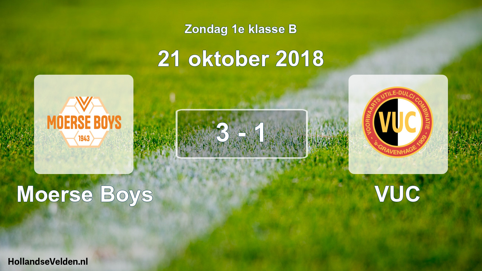 Total number of matches played: Moerse Boys - VUC 3 - 1 (21 October 2018)