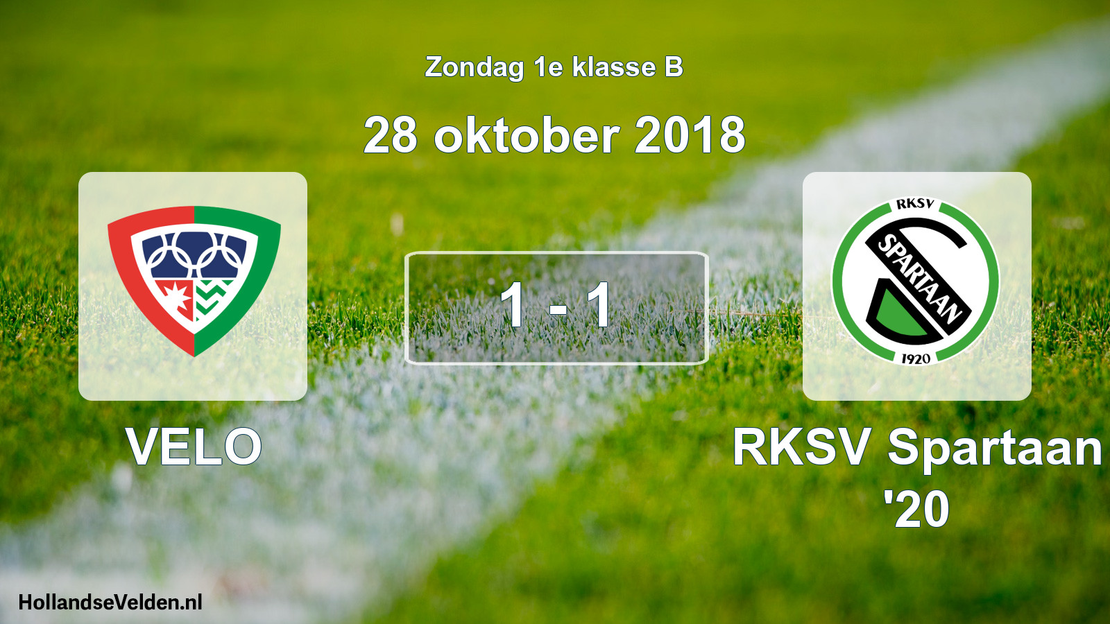 Total number of matches played: VELO - RKSV Spartaan '20 1 - 1 (28 October 2018)