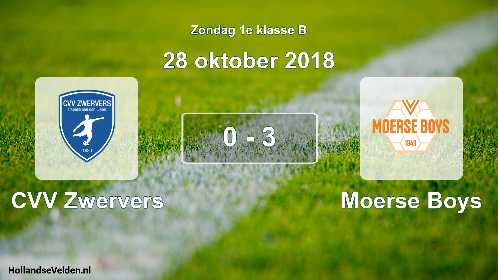 Total number of matches played: CVV Zwervers - Moerse Boys 0 - 3 (28 October 2018)