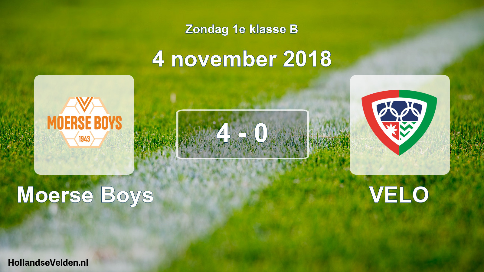 Total number of matches played: Moerse Boys - VELO 4 - 0 (4 November 2018)