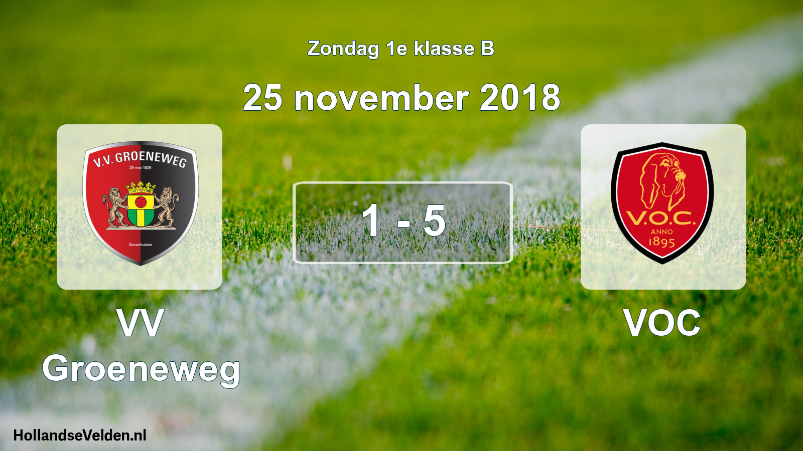 Total number of matches played: VV Groeneweg - VOC 1 - 5 (25 November 2018)
