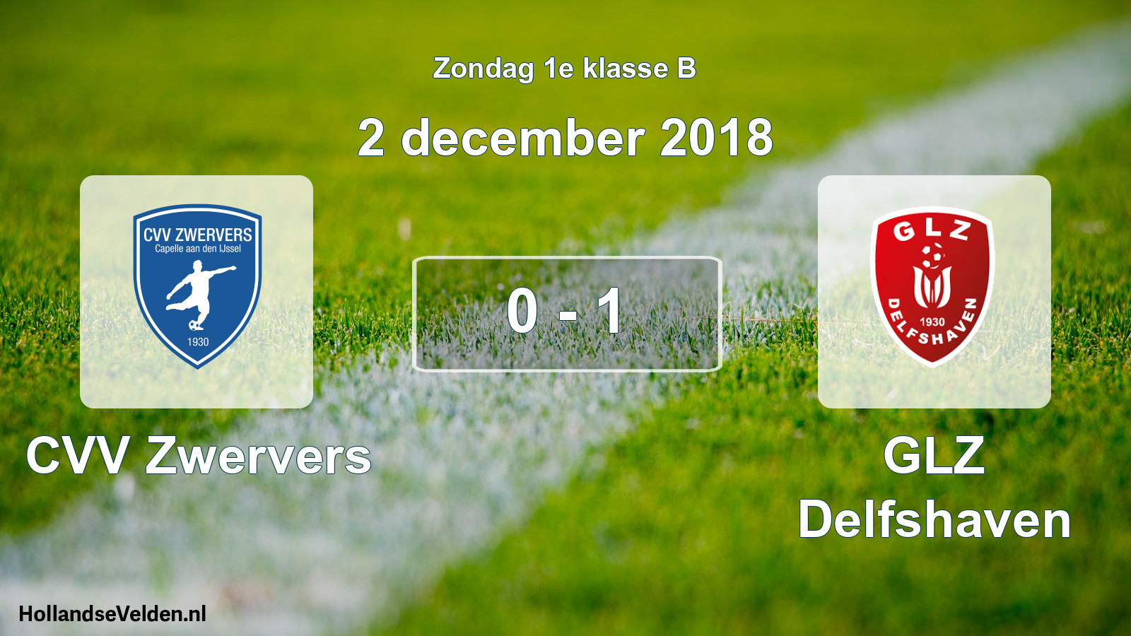 Total number of matches played: CVV Zwervers - GLZ Delfshaven 0 - 1 (2 December 2018)