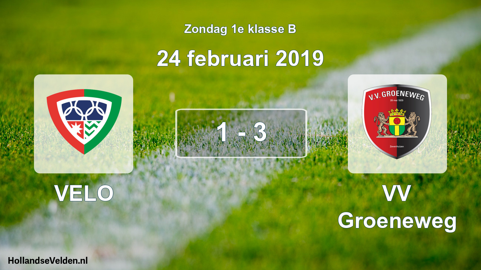 Total number of matches played: VELO - VV Groeneweg 1 - 3 (24 February 2019)