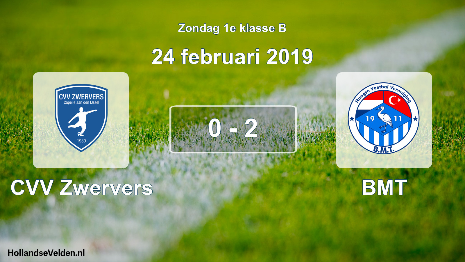 Total number of matches played: CVV Zwervers - BMT 0 - 2 (24 February 2019)
