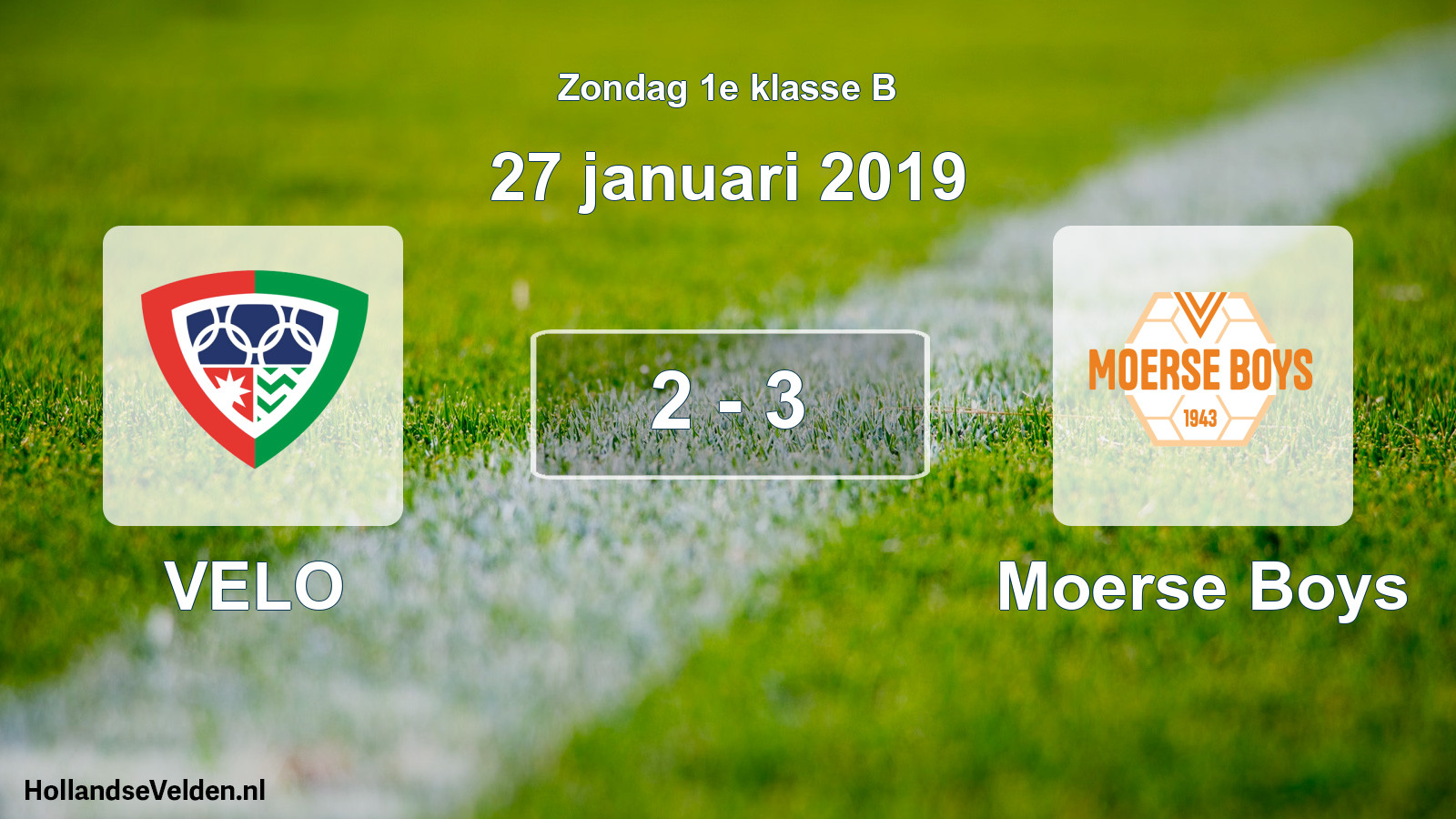 Total number of matches played: VELO - Moerse Boys 2 - 3 (27 January 2019)