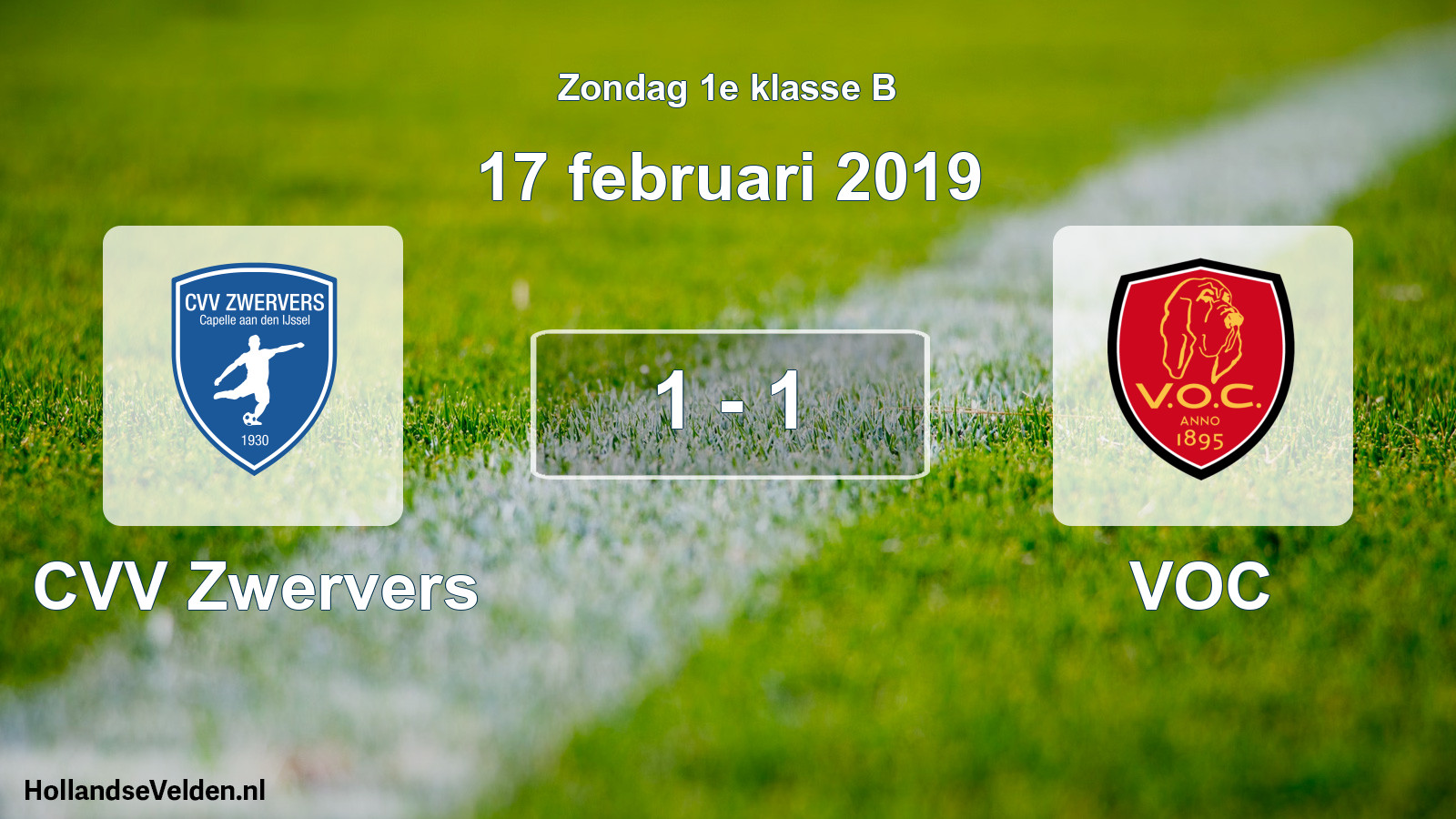 Total number of matches played: CVV Zwervers - VOC 1 - 1 (17 February 2019)