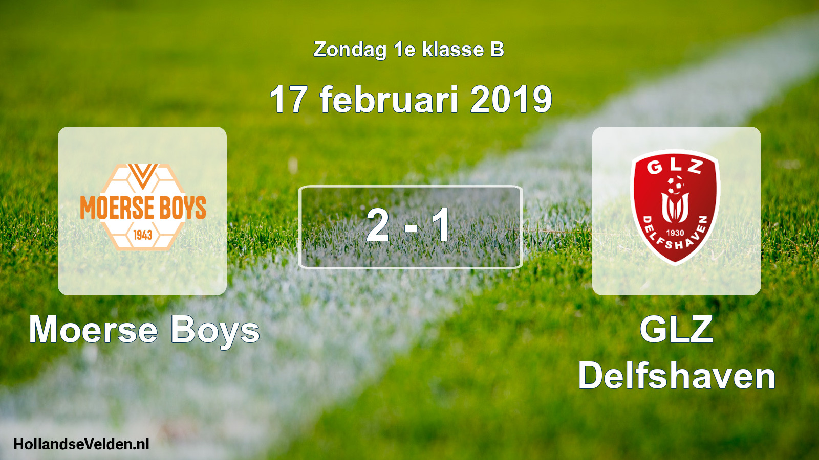 Total number of matches played: Moerse Boys - GLZ Delfshaven 2 - 1 (17 February 2019)
