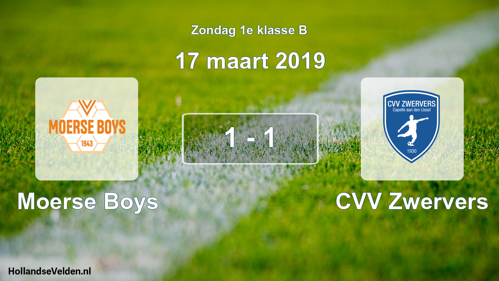 Total number of matches played: Moerse Boys - CVV Zwervers 1 - 1 (17 March 2019)