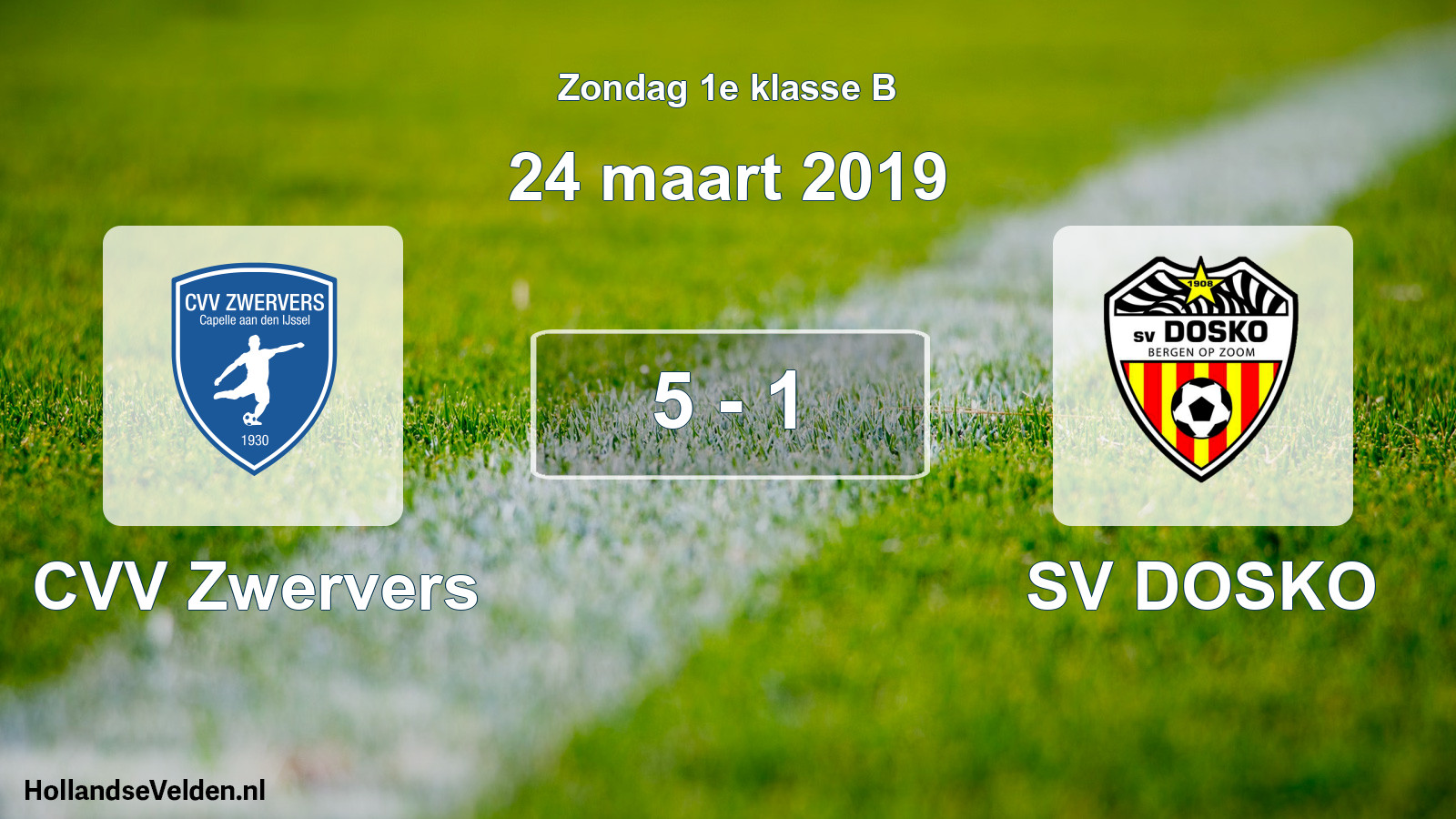 Total number of matches played: CVV Zwervers - SV DOSKO 5 - 1 (24 March 2019)