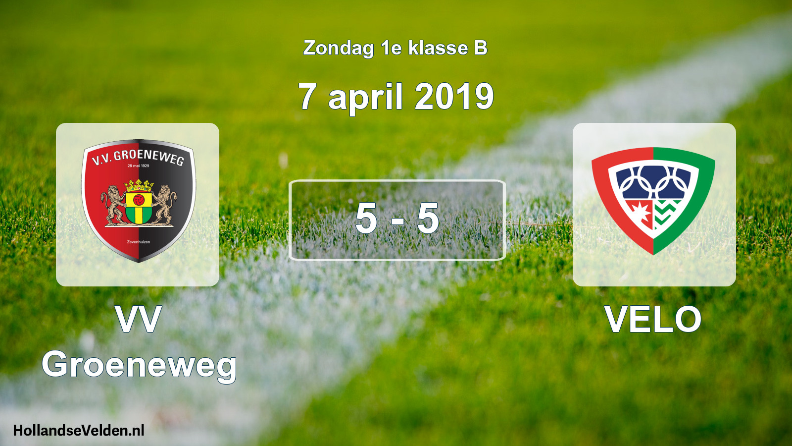 Total number of matches played: VV Groeneweg - VELO 5 - 5 (7 April 2019)