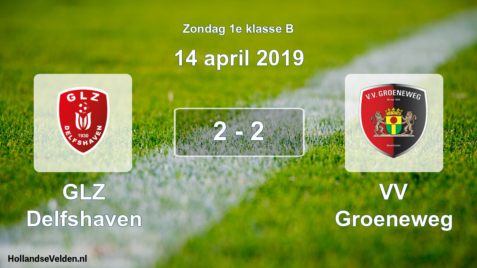 Total number of matches played: GLZ Delfshaven - VV Groeneweg 2 - 2 (14 April 2019)