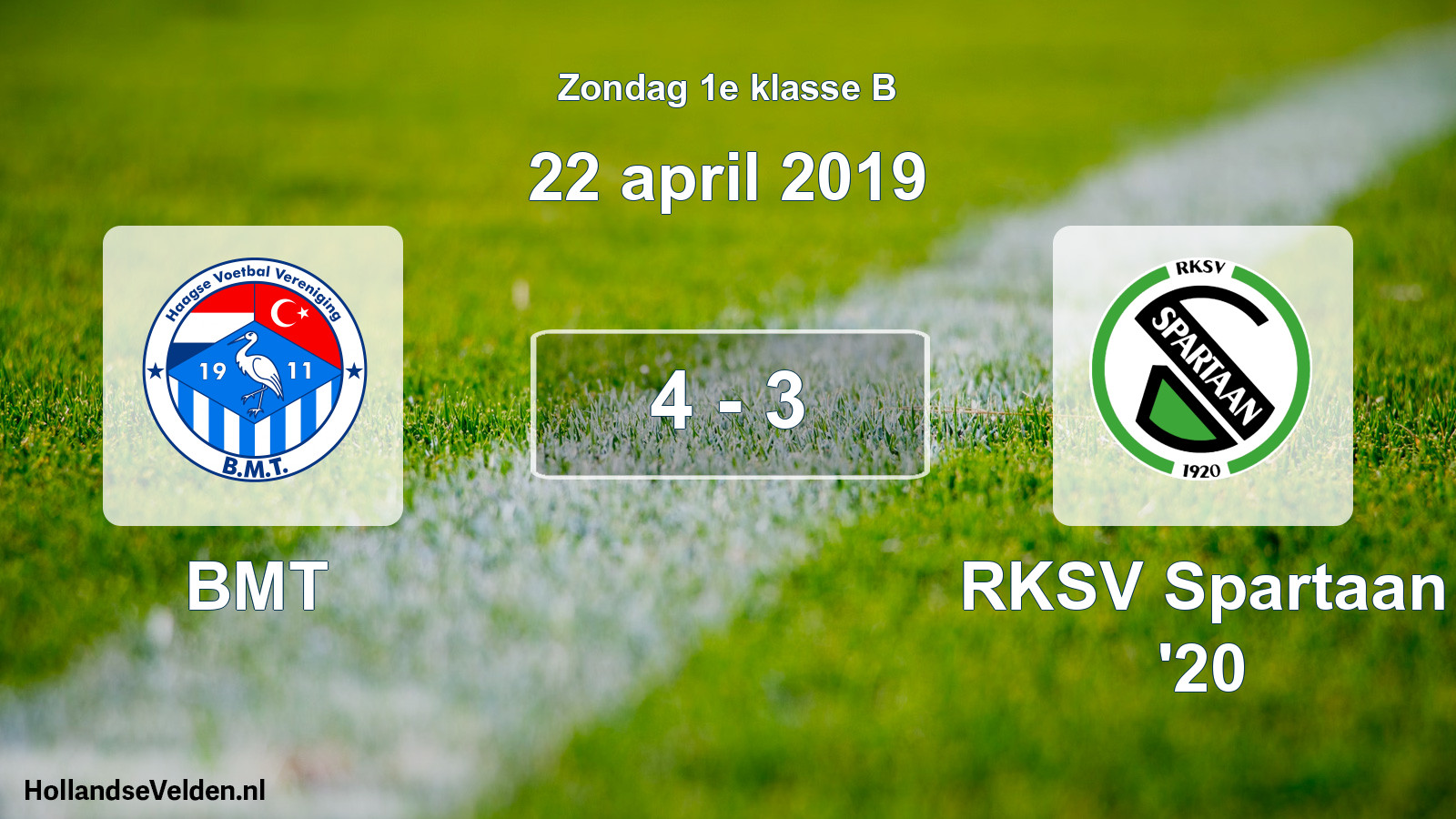 Total number of matches played: BMT - RKSV Spartaan '20 4 - 3 (22 April 2019)