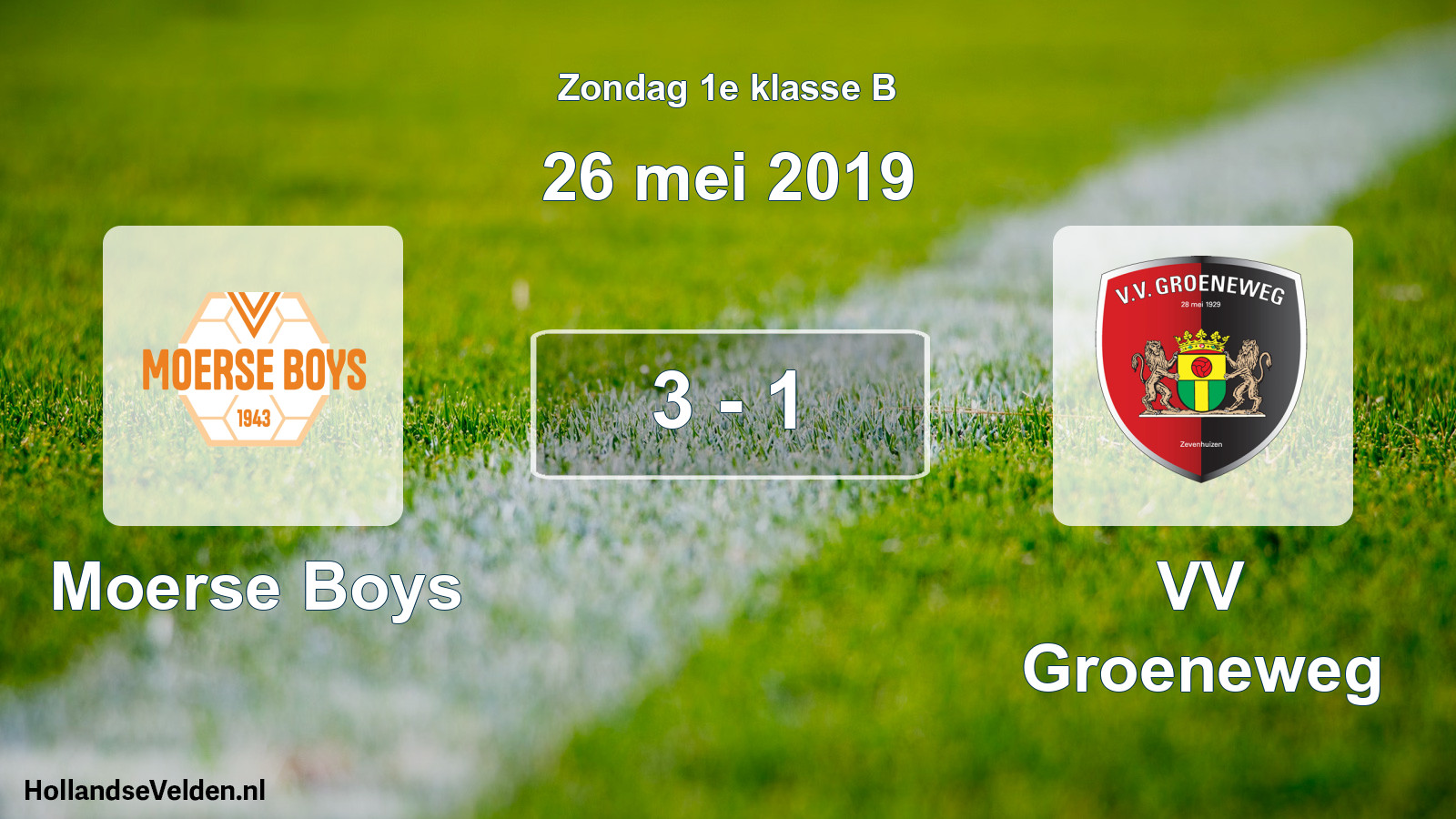 Total number of matches played: Moerse Boys - VV Groeneweg 3 - 1 (26 May 2019)
