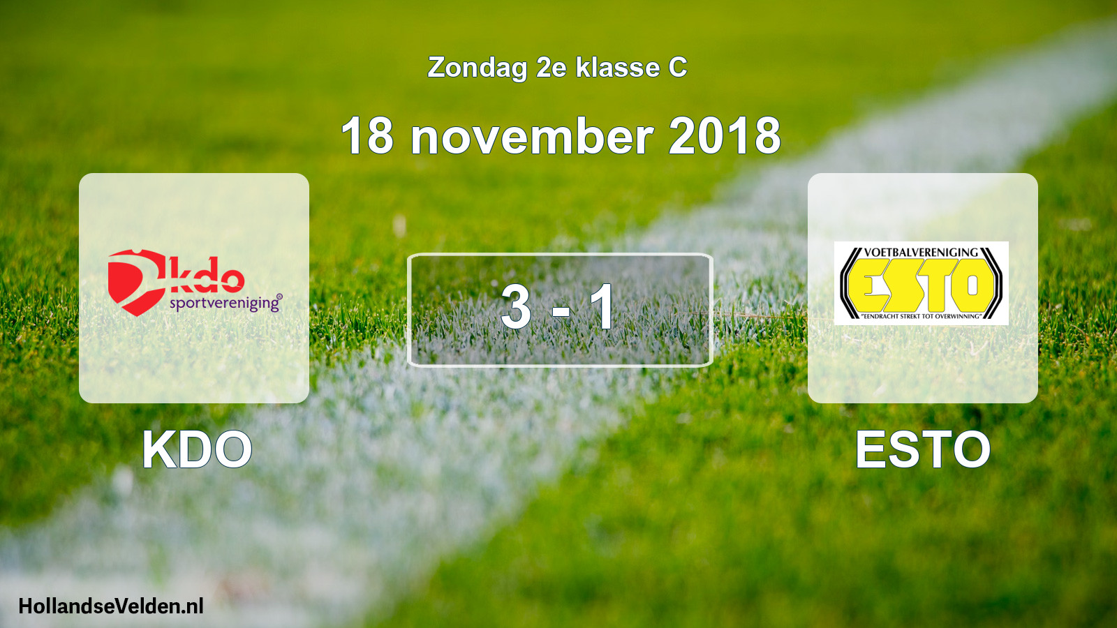 Total number of matches played: KDO - ESTO 3 - 1 (18 November 2018)