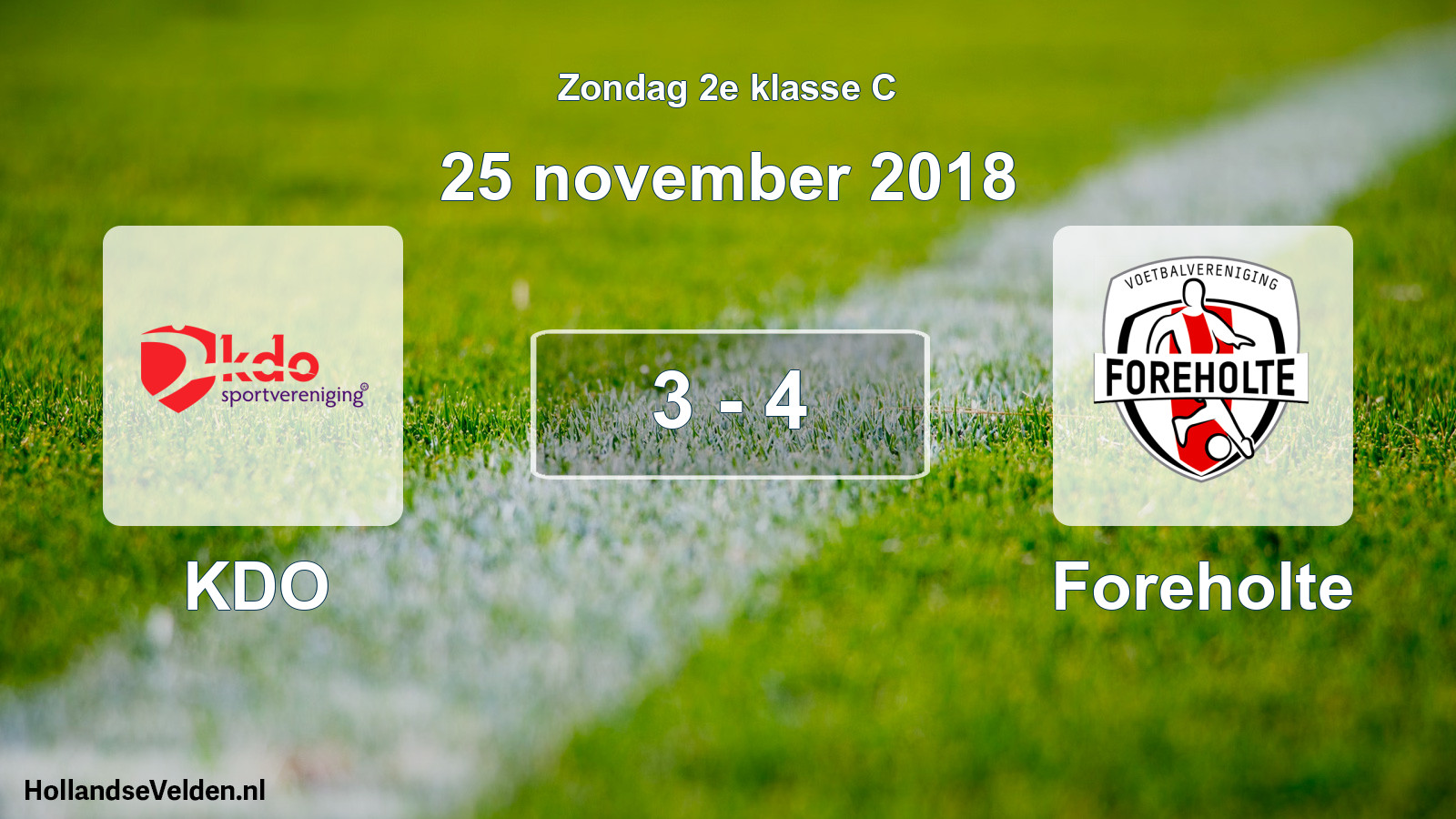 Total number of matches played: KDO - Foreholte 3 - 4 (25 November 2018)