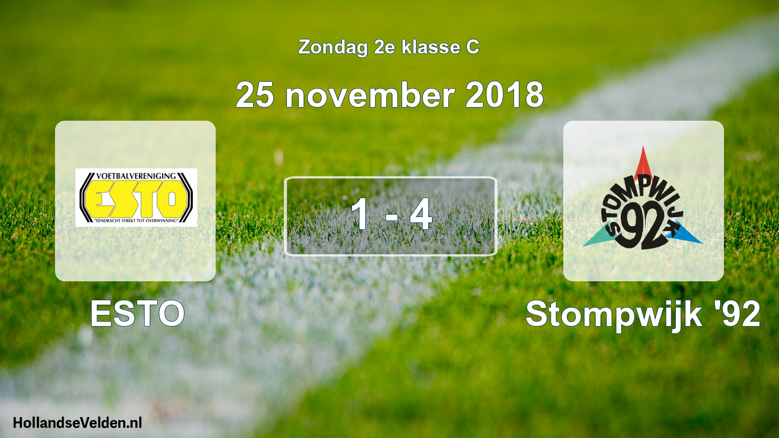 Total number of matches played: ESTO - Stompwijk '92 1 - 4 (25 November 2018)